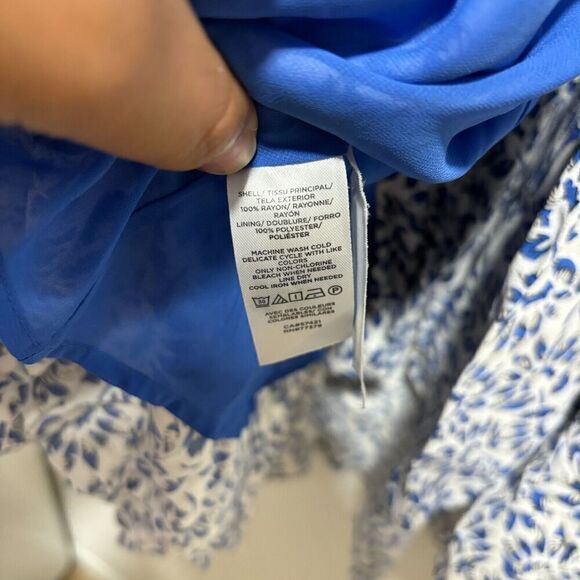 Ann Taylor True Wrap Flare Maxi Dress Lined Boho 3/4 Sleeve Blue 00P Floral - Picture 11 of 13